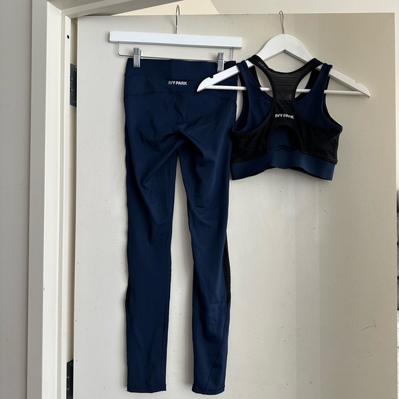 Ivy Park Navy Mesh Panel Sports Bra & Leggings Set - Picture 5 of 6